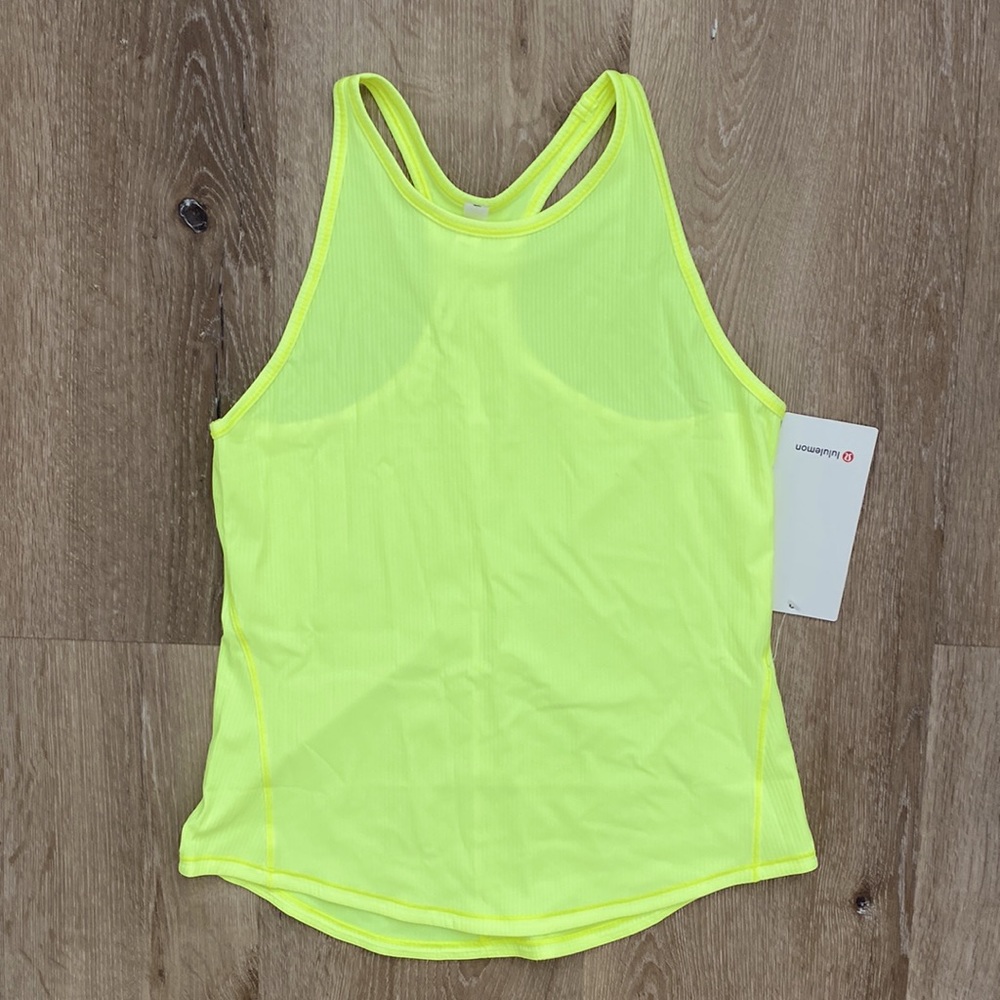Lululemon base pace tank, ribbed. Neon yellow. New with tags size 8